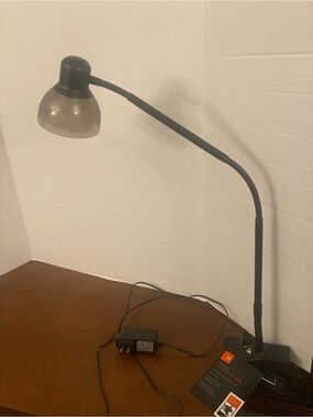 Adjustable Black Gooseneck Desk Lamp with Clamp